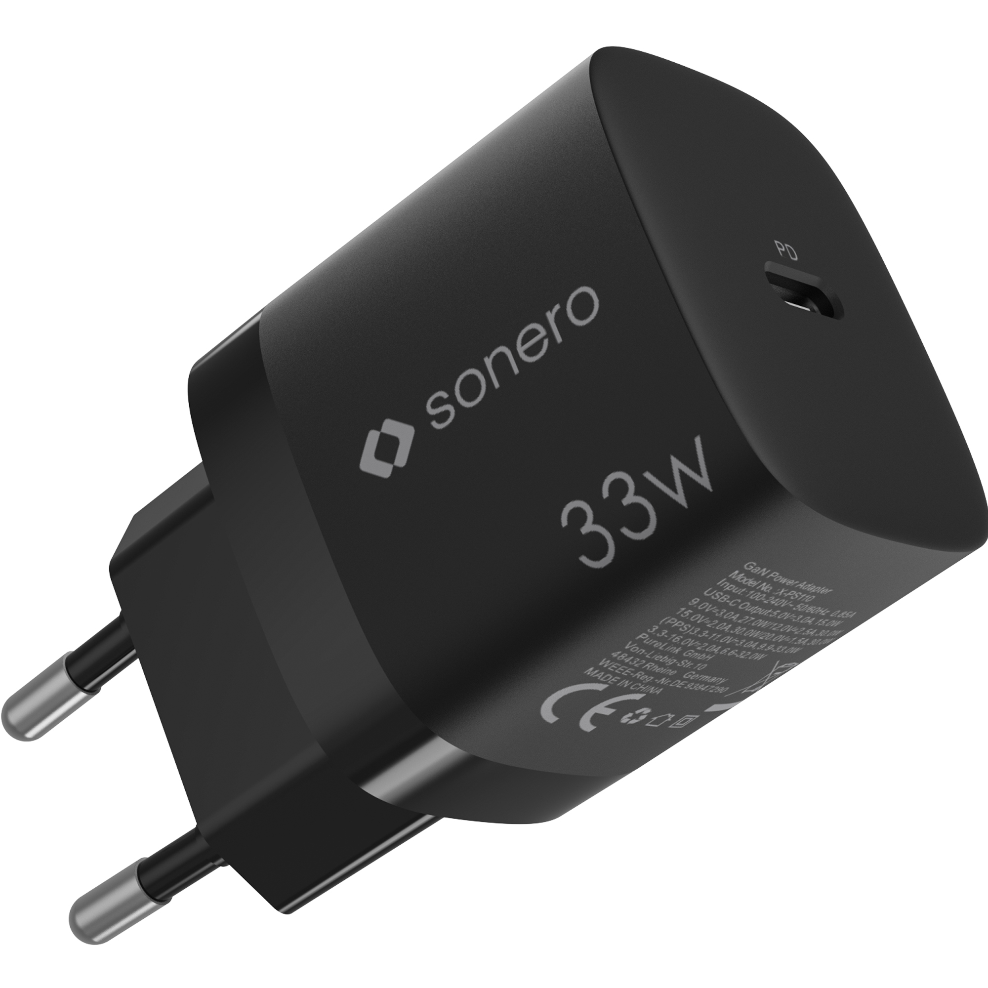 sonero USB-C GaN Ladegerät - 1 Port - 33W PD - schwarz