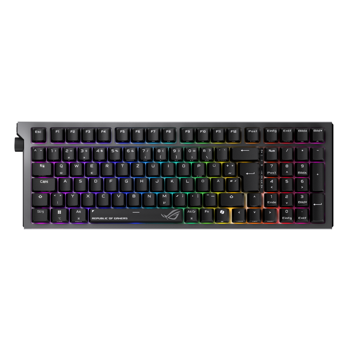 ASUS ROG Strix Morph 96 WL DE Gaming Tastatur - kabellose Gaming Tastatur mit hot-swap ROG NX V2-Switches, seitliche RGB-Beleuchtung