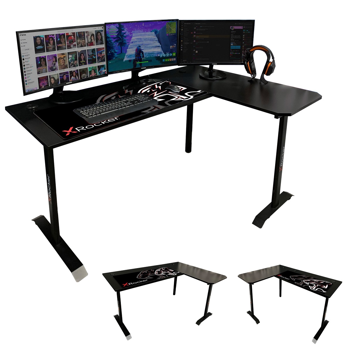Xrocker X Rocker Panther XL Ambi Gaming Eckschreibtisch mit Mousepad - Wechselseitig montierbar