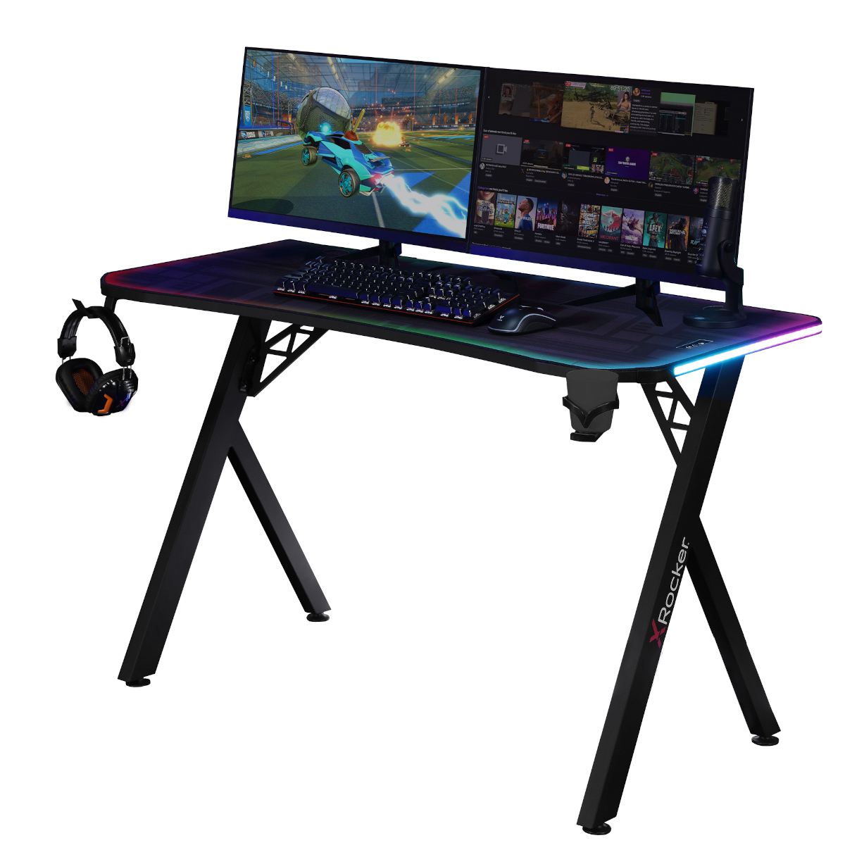 Xrocker X Rocker Lumio XL RGB Gaming Schreibtisch mit RGB-Beleuchtung & Mousepad