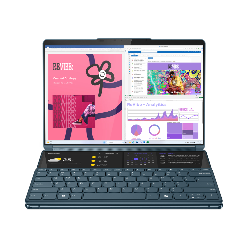 Lenovo Yoga Book 9 83FF001VGE - 2x 13.3" 2.8K, Intel® Core™ Ultra 7 155U, 16GB RAM, 1TB SSD, Windows 11 Home