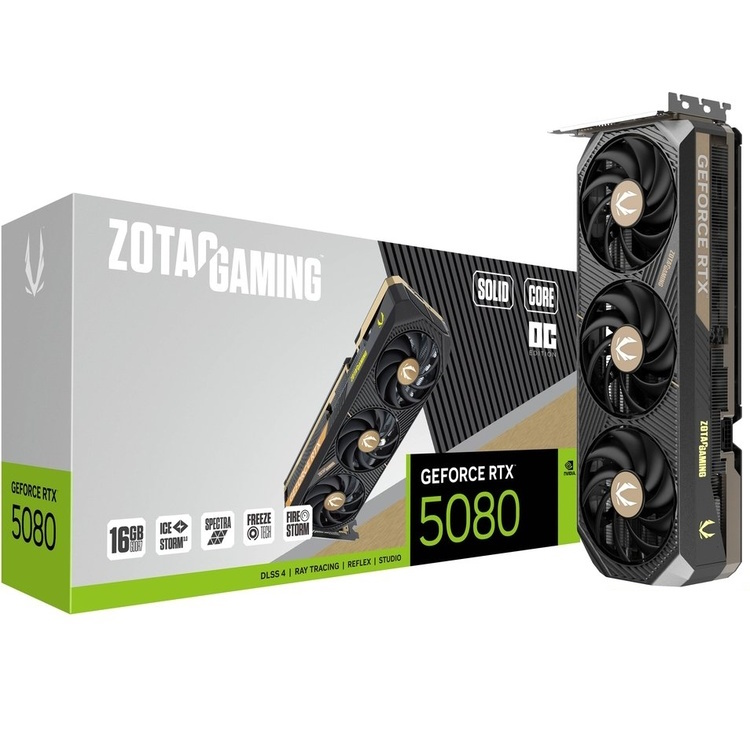 Zotac Gaming GeForce RTX 5080 SOLID Core OC - 16GB GDDR7, HDMI, 3x DP