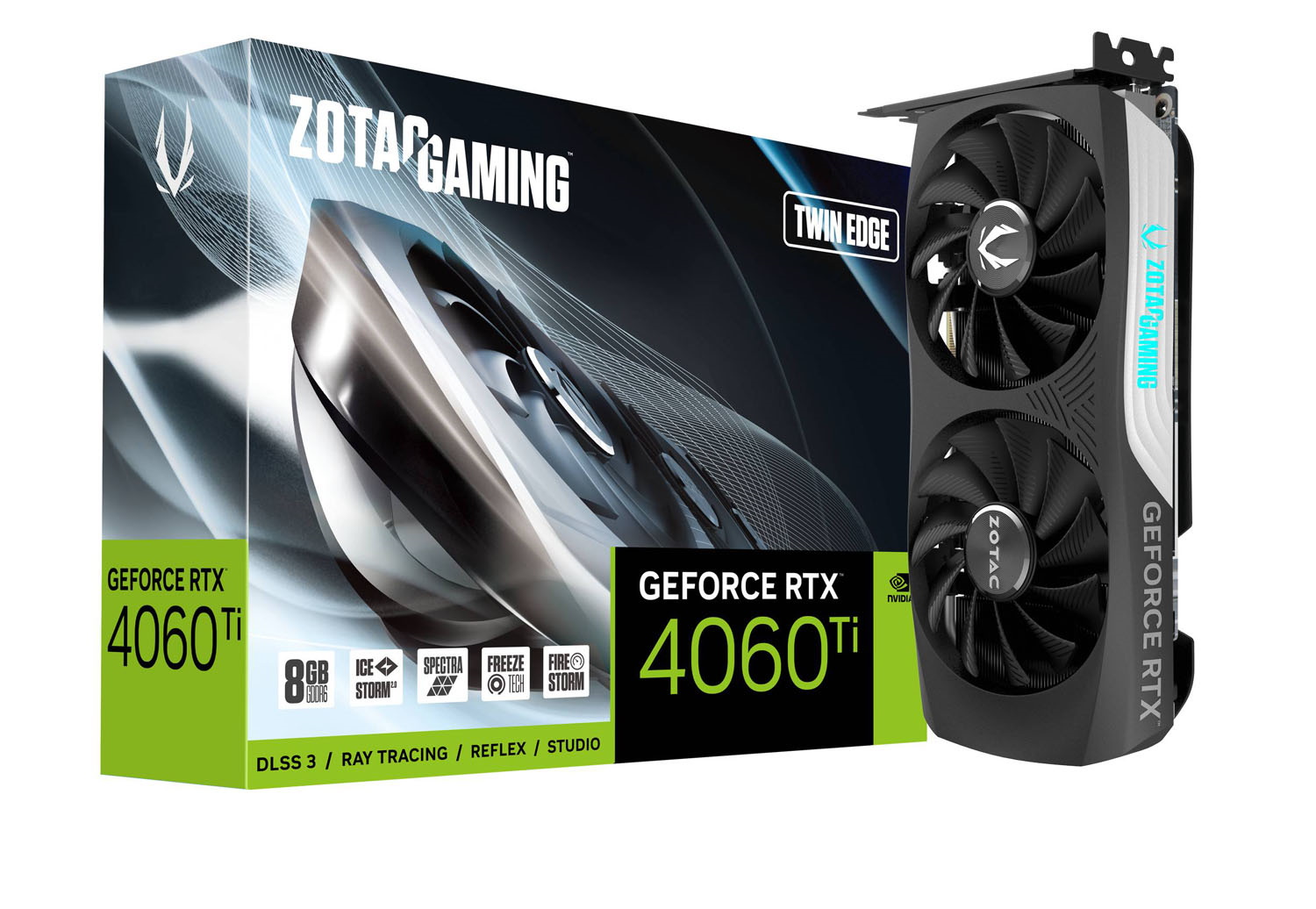 ZOTAC GAMING GEFORCE RTX 4060 Ti Twin Edge Grafikkarte - 8GB GDDR6, 1x HDMI, 3x DP