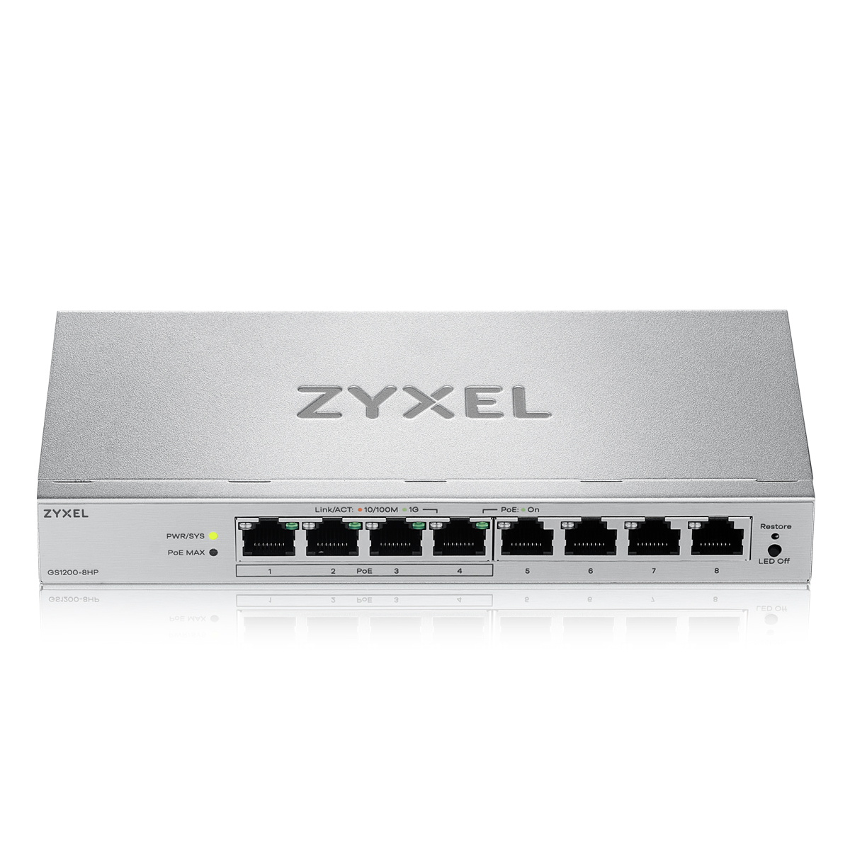 Zyxel GS1200-8HPv3 Smart Managed Switch 8x Gigabit Ethernet (4x PoE+, max. 68W)
