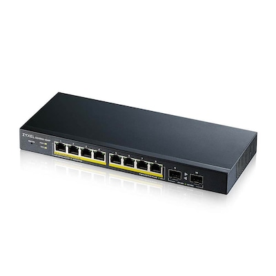 Zyxel GS1900-10HP V2 Smart Managed Switch 8x Gigabit Ethernet (8x PoE+ max. 77 Watt), 2x SFP, Layer 2, Desktop, Lüfterlo...