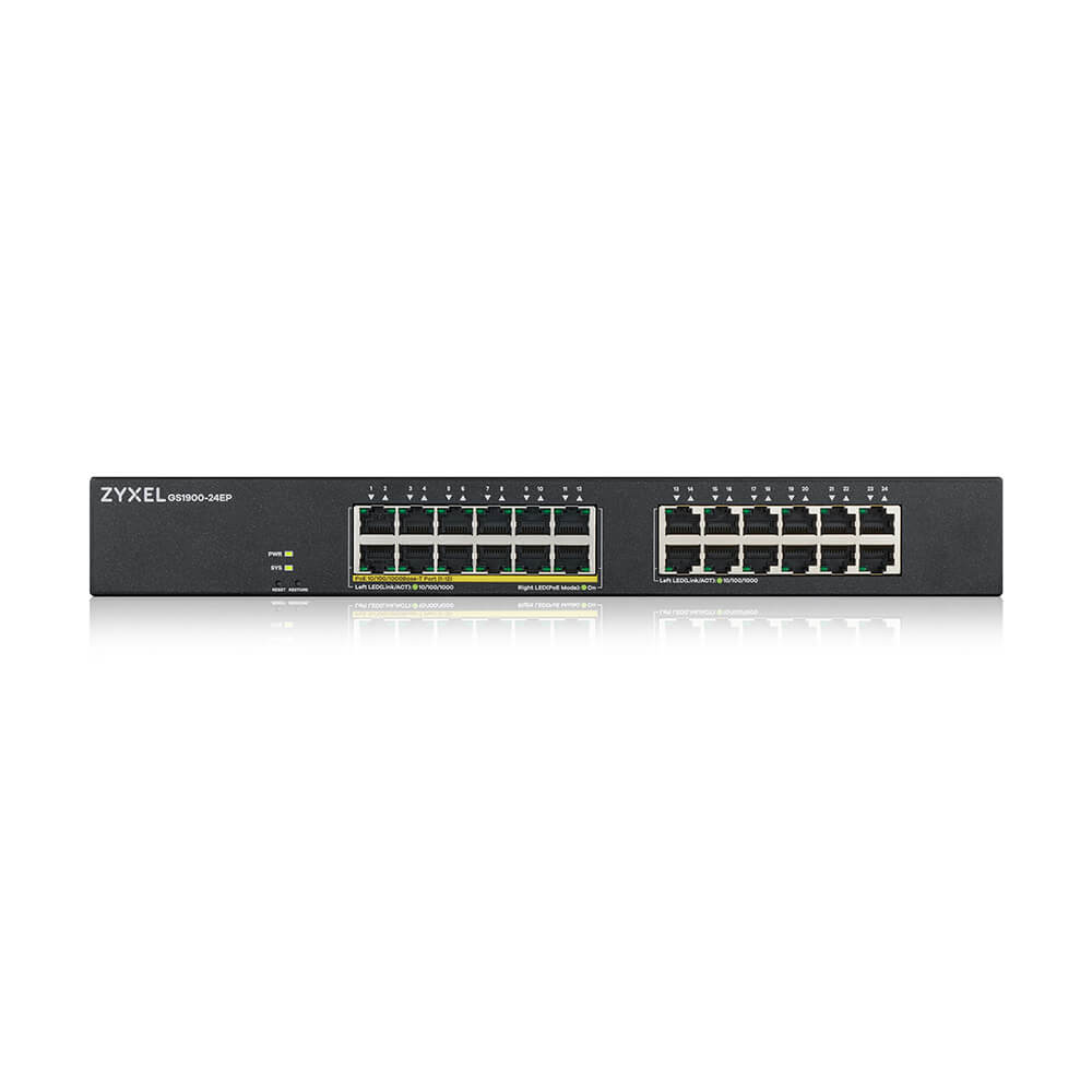Zyxel GS1900-24EP Smart Managed Switch 24x Gigabit Ethernet (12x PoE+ max. 130 Watt), Layer 2, Rackmount Netzwerk-Switch Produkt Bild 3
