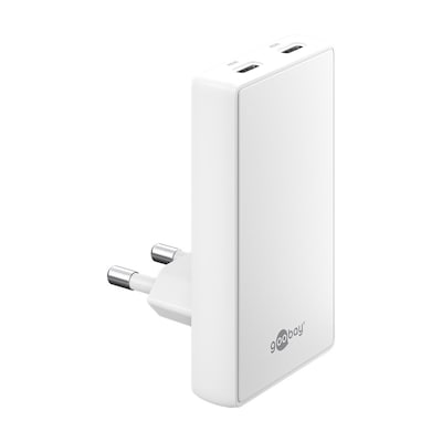 Goobay USB-C™ PD GaN Dual-Schnellladegerät 90° Flat (45 W) weiß