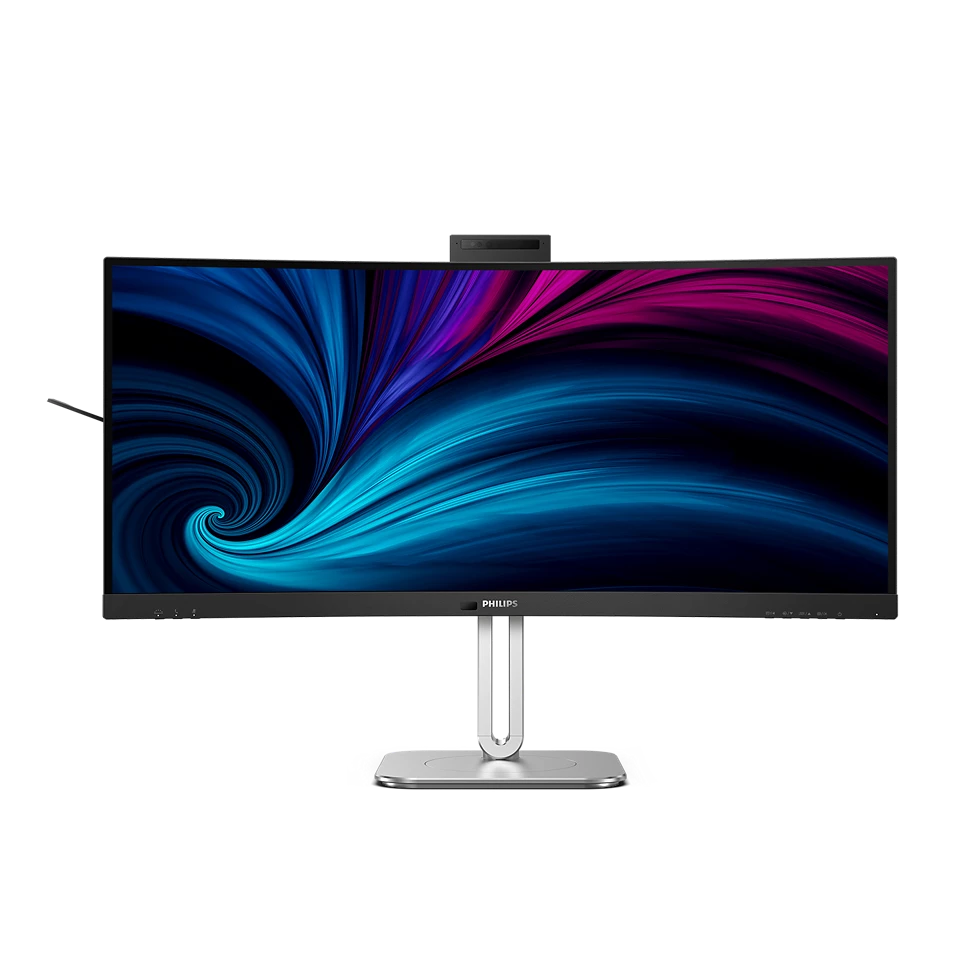 Philips 34B2U6603CH 34 Zoll WQHD Curved Monitor, höhenverstellbar, Lautsprecher, 5 MP Webcam, Noise Cancellation, HDR400 3440x1440, 120 Hz, 2x HDMI