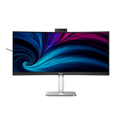 Philips 34B2U6603CH 34 Zoll WQHD Curved Monitor, höhenverstellbar, Lautsprecher, 5 MP Webcam, Noise Cancellation, HDR400 (3440x1440, 120 Hz, 2x HDMI