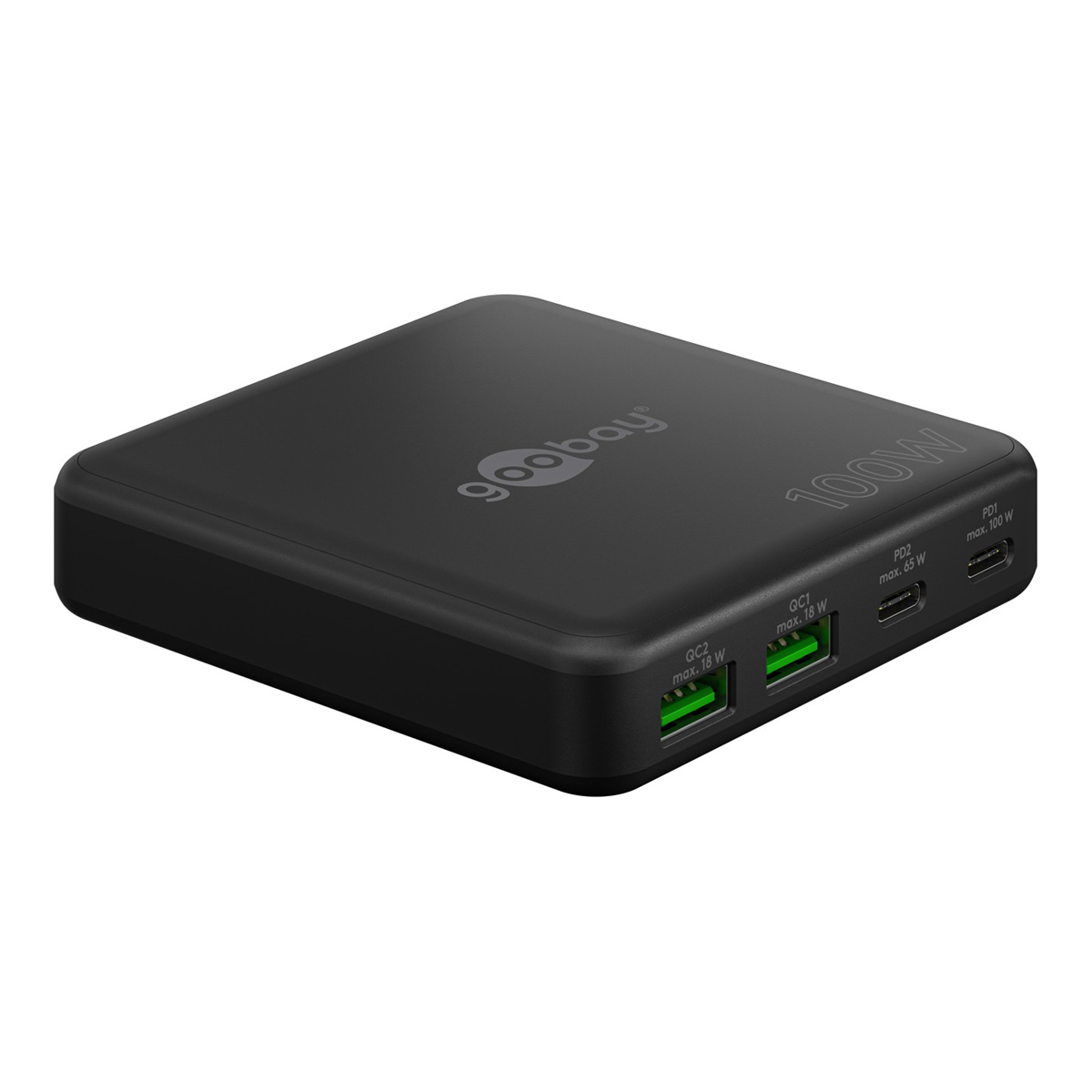 Goobay USB-C™ PD GaN Multiport-Tischladegerät (100 W) schwarz