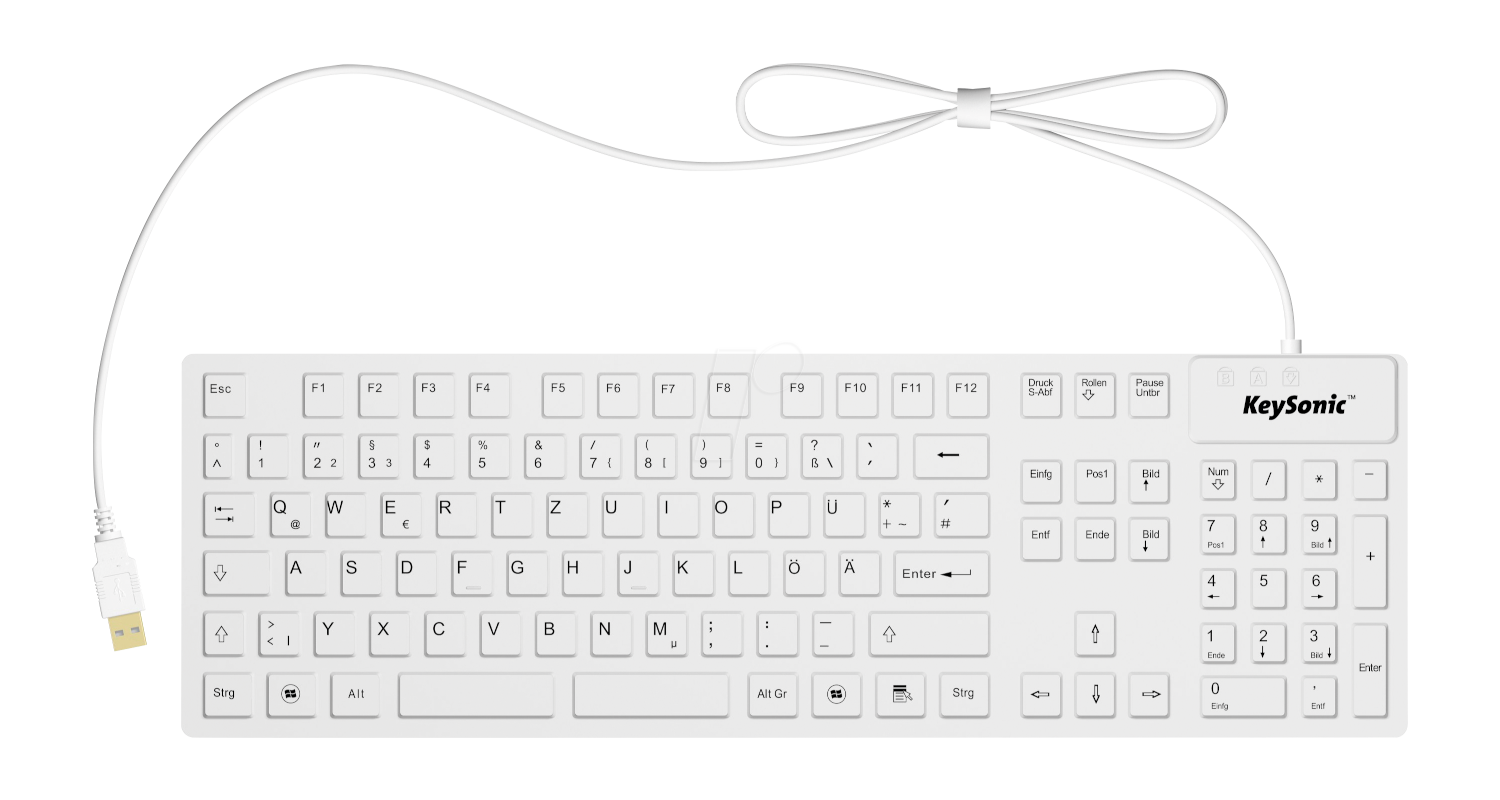Thumbnail - Keysonic KSK-8030 IN Industrietastatur, Kabelgebunden Wasserdicht, 105 Tasten, USB-Anschluss, DE-Layout