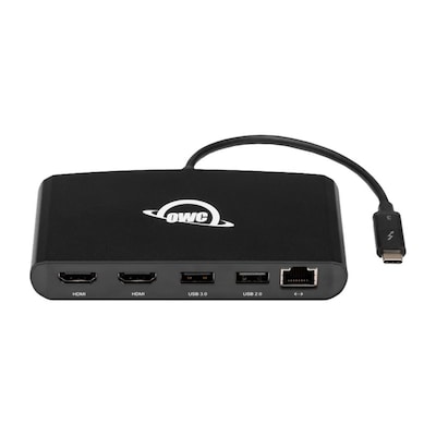 OWC Thunderbolt 3 Mini Dockingstation, 5 Ports, Verbinden Sie bis zu zwei 4K-Displays, Gigabit-Ethernet-Anschluss, Integ...