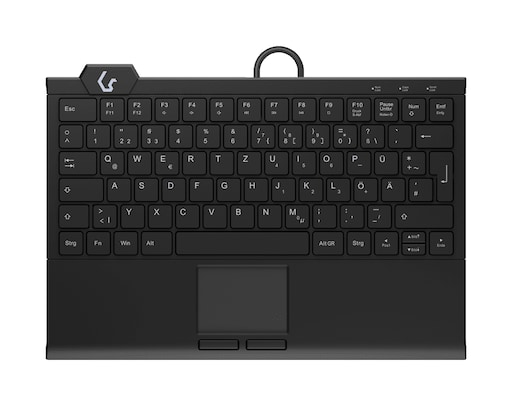 Keysonic KSK-5210ELU Mini Tastatur, Kabelgebunden Integriertes Touchpad, Hintergrundbeleuchtung, schwarz