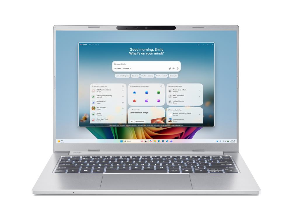 Acer Aspire 14 AI OLED (A14-I71M-75B3) Copilot+ PC 14,0" WUXGA, OLED, Intel Core Ultra 7-355 (49 TOPS), 16GB RAM, 512GB SSD, Windows 11 Home