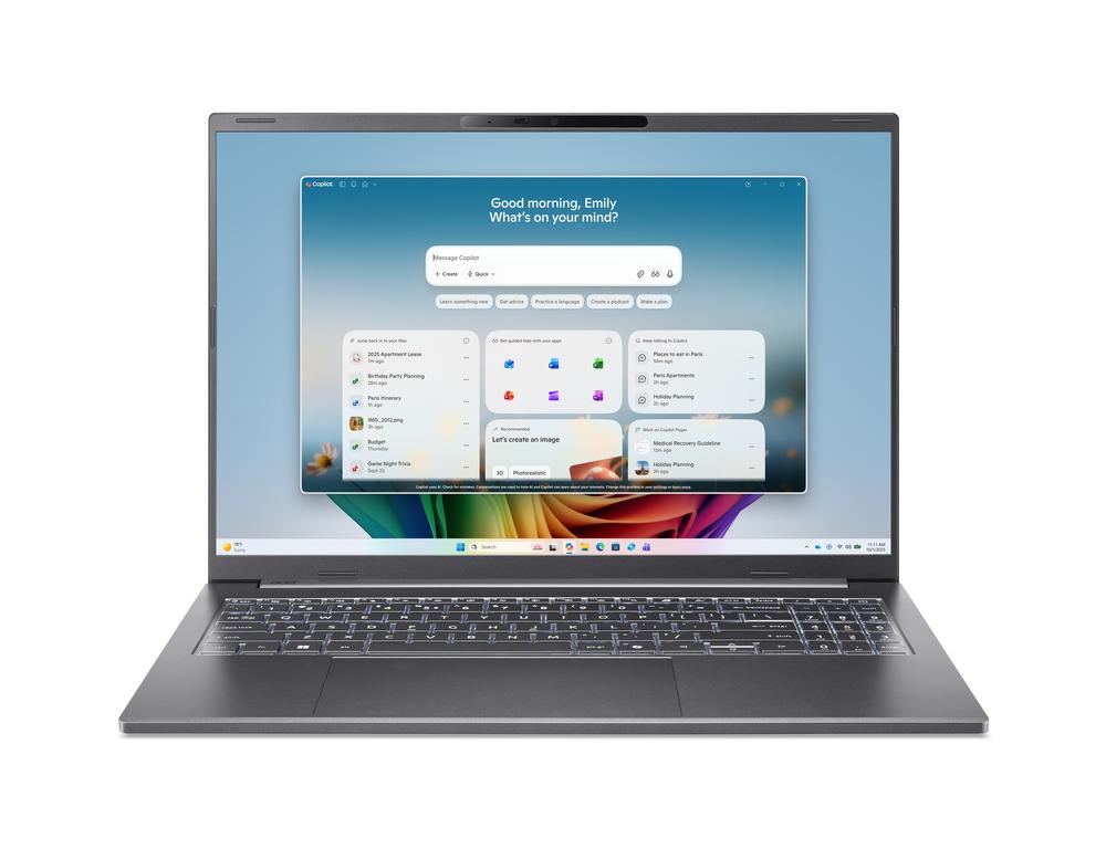 Acer Aspire 16 AI OLED (A16-I71M-96Q0) Copilot+ PC 16,0" WUXGA, OLED, Intel Core Ultra 9-386H (50 TOPS), 16GB RAM, 512GB SSD, Windows 11 Home
