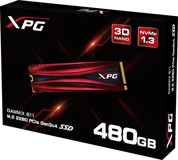 ADATA XPG Gammix S11 SSD 480GB M.2 2280 PCIe 3.0 x4 - Festplatten