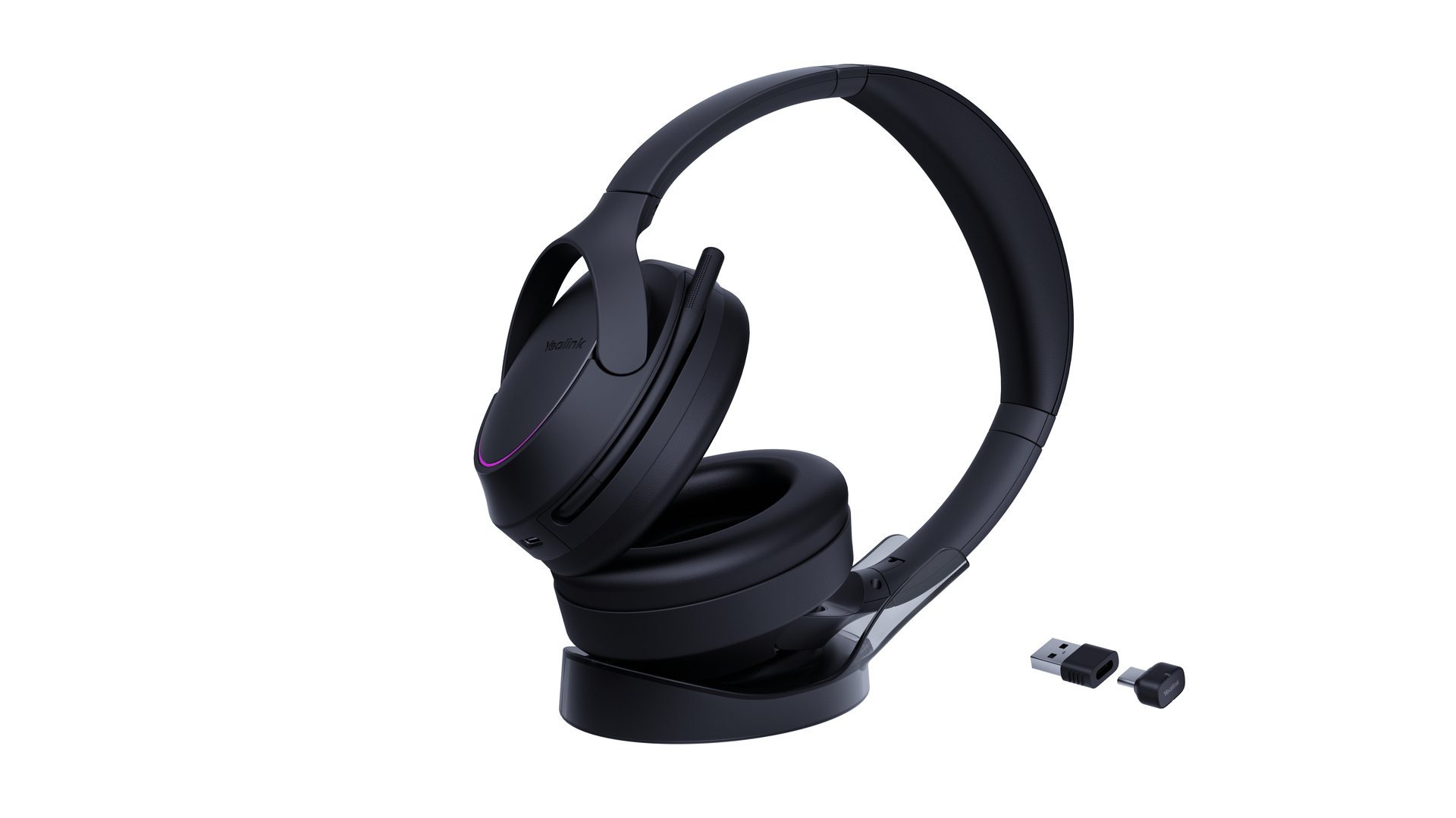 Yealink Bluetooth Stereo Headset BH 78 Active Noise Cancellation (ANC), Geräuschunterdrückung, Bis zu 38 Stunden Gesprächszeit, Inkl. Halter und USB-C