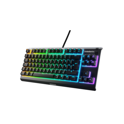 Steelseries Apex 3 TKL Gaming Tastatur - IP32-wasserresistent, kabelgebunden, 8-Zonen-RGB, QWERTZ-Layout, schwarz