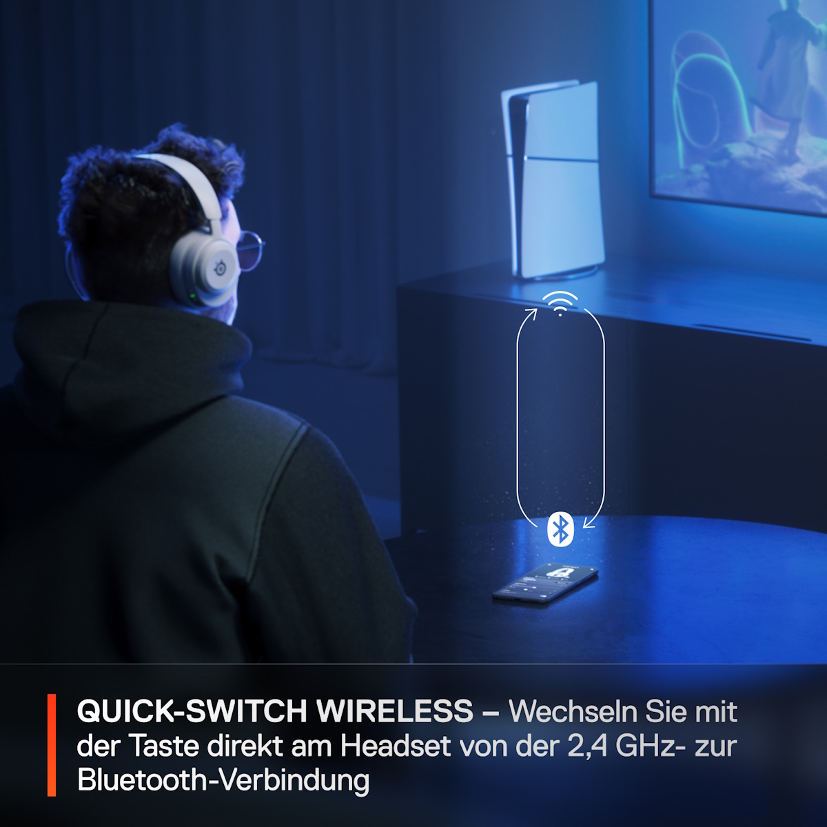 SteelSeries Arctis Nova 5 White kabelloses Gaming Headset für PC, Switch, PlayStation und Mobilgeräte, ClearCast 2.X Mikrofon, 60 Stunden Akkulaufzeit Headset Produkt Bild 4