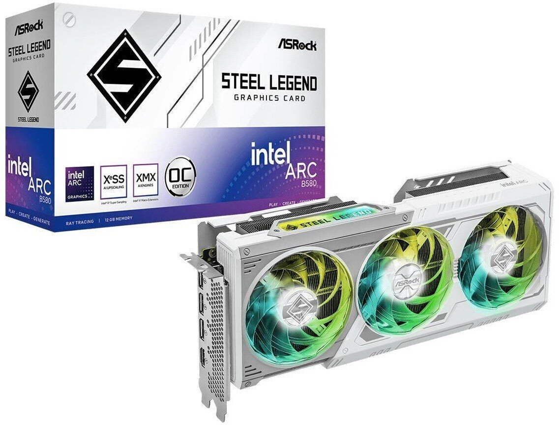 ASRock Arc B580 Steel Legend 12GB OC Grafikkarte B-Ware - 12GB GDDR6, HDMI, DP, 2x DP