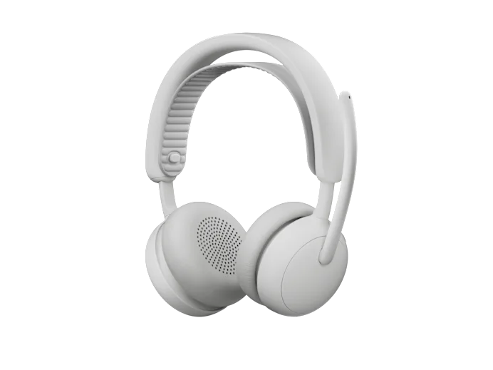 Logitech Zone Wireless 2 ES for Business Kabelloses Headset Geräuschunterdrückung, Adaptiver Hybrid-ANC, MS Teams zertifiziert, Grauweiß