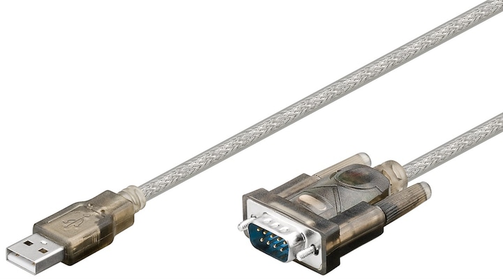 Goobay USB seriell RS232 Konverter, Transparent 1,5m, USB 2.0-Stecker (Typ A) > D-SUB/RS-232-Stecker (9-polig)