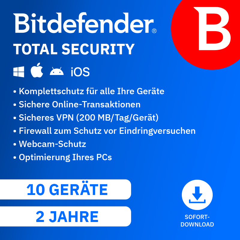 Thumbnail - Bitdefender Total Security [2 Jahre - 10 Geräte]