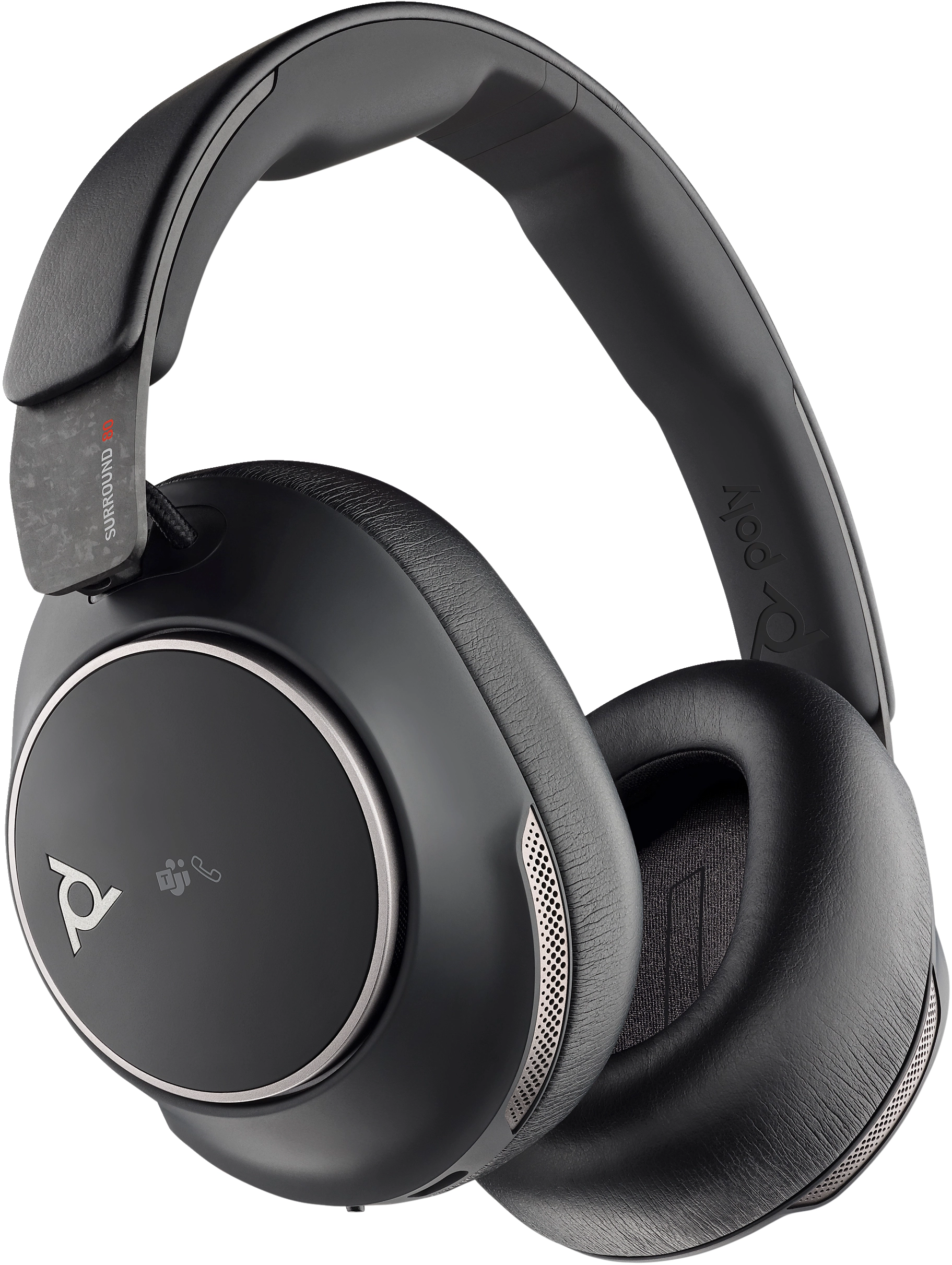 Poly Voyager Surround 80 UC BT Headset, UC zertifiziert Hybrid Active Noise Cancellation, Sechs integrierte Mikrofone, 21 Stunden Sprechzeit, incl. BT