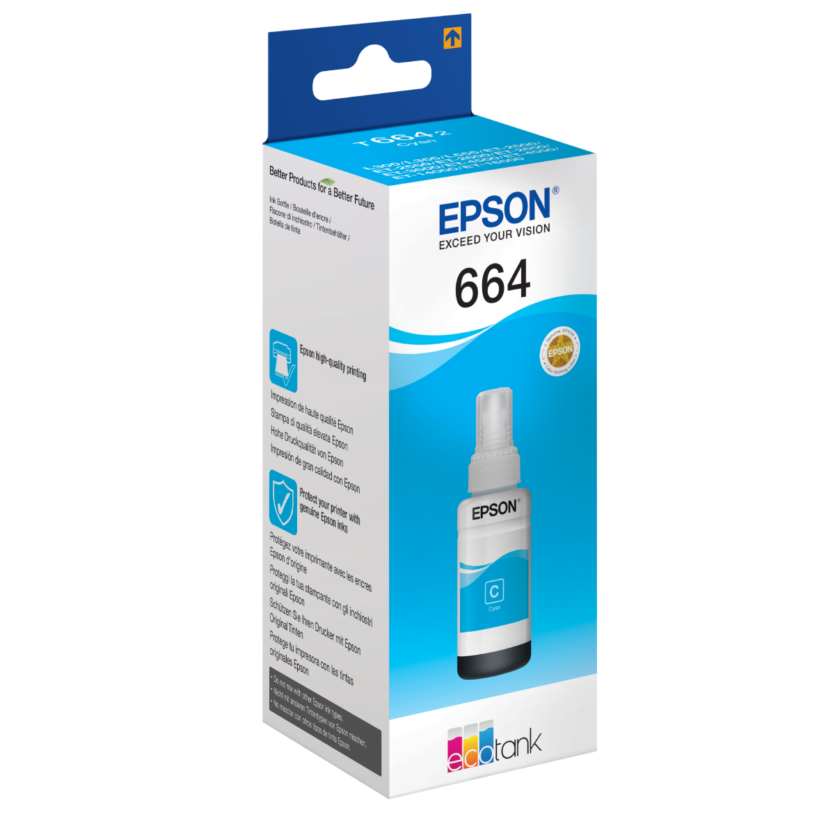 Epson 664 EcoTank-Tintenflasche Cyan 70 ml Für Kompatibilität, siehe Artikel-Beschreibung