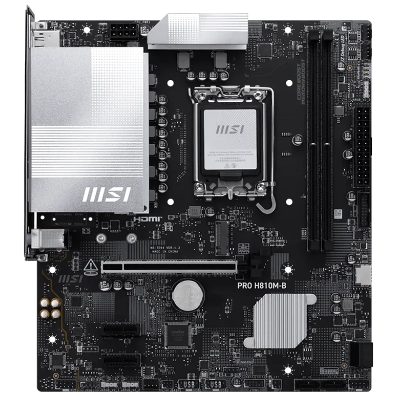 MSI PRO H810M-B - motherboard - micro ATX - LGA1851 Socket - H810 Mainboard - Intel H810 - Intel LGA1851 socket - DDR5 RAM - Micro-ATX