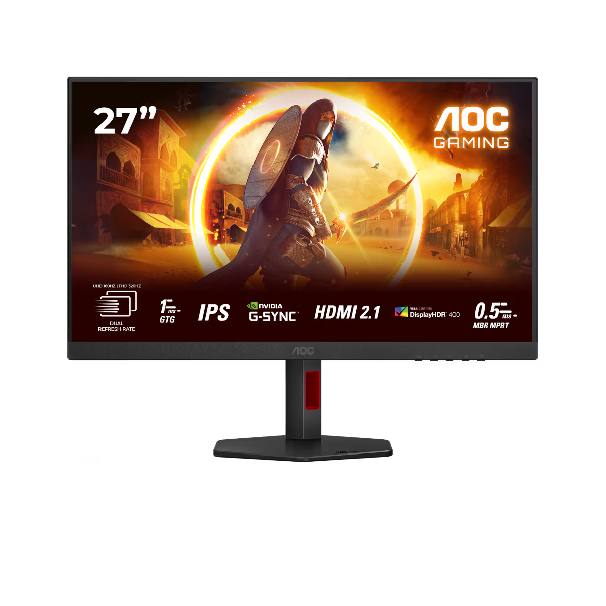 AOC U27G4R 27 Zoll - Dual-Frame Gaming Monitor Fast IPS Panel, UHD 160Hz/ FHD 320 Hz, 1 ms, HDR400, HDMI, DP