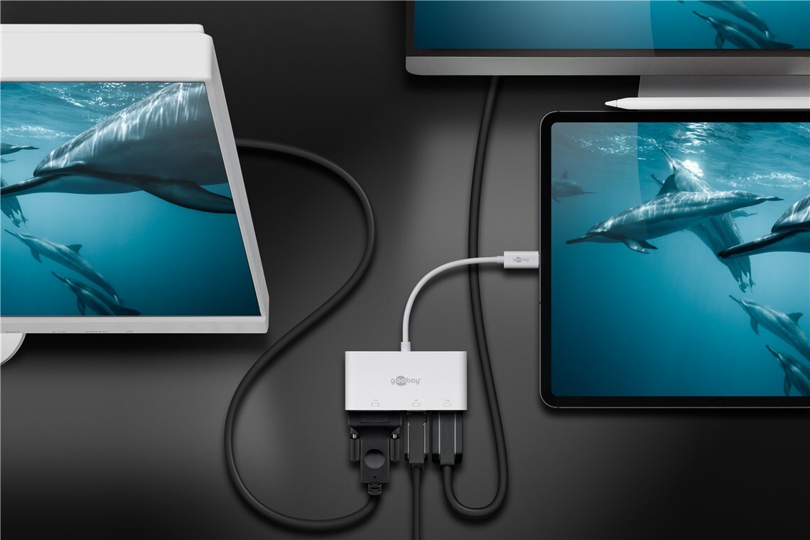Goobay USB-C Multiport-Adapter VGA+DP+HDMI Adapter/Konverter Produkt Bild 2