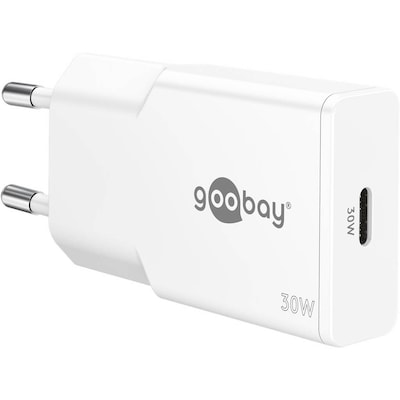 Goobay USB-C™ PD GaN Schnellladegerät Slim (30 W) weiß