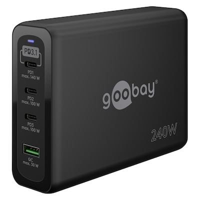Goobay USB-C™ PD GaN Multiport-Schnellladegerät (240 W) schwarz