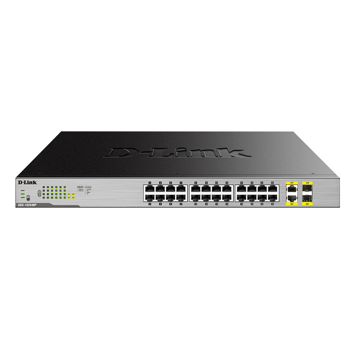 D-Link Gigabit 26-Port PoE+ Switch (DGS-1026MP) [24x Gigabit Port, 2x Gigabit Combo Uplink-Port, 370 W PoE Kapazität]