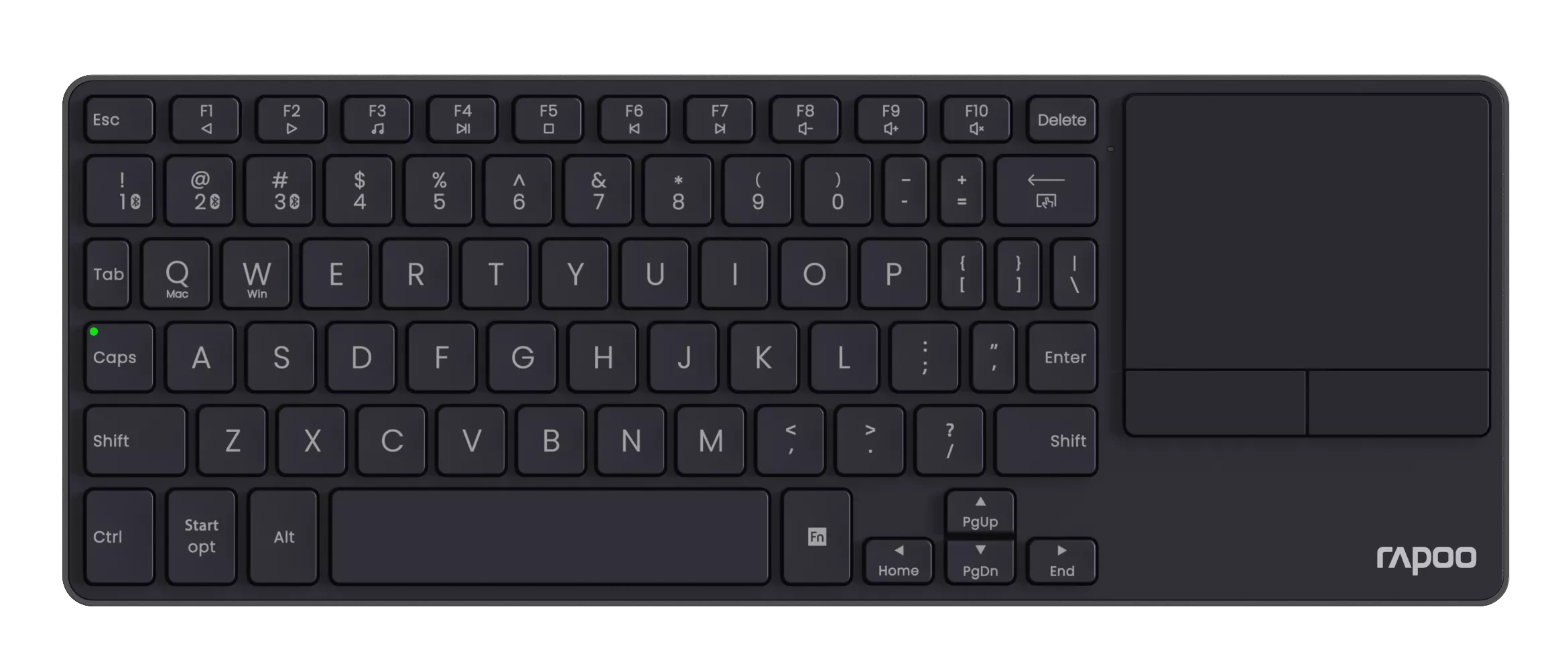 Rapoo E2810M Kabellose Ultraflache Multimedia Tastatur mit Touchpad, QWERTZ, Schwarz