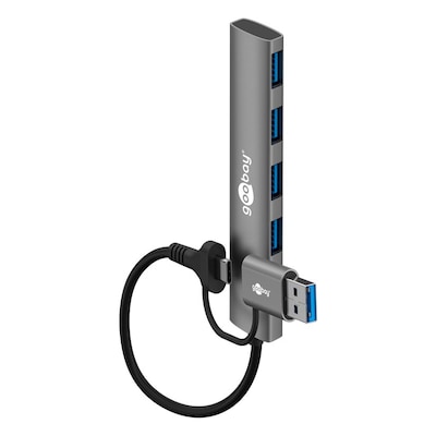 Goobay 2in1 Slim 4-Port USB-Hub, 5 Gbit/s