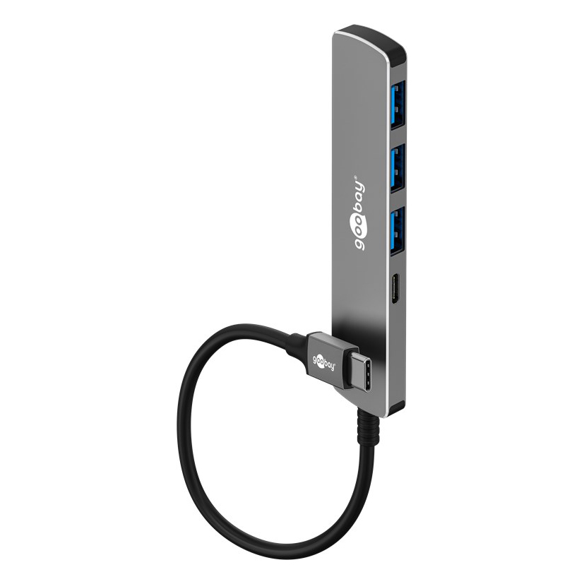 Goobay Slim 4-Port USB-Hub, USB-C™ auf USB-C™/USB-A, 5 Gbit/s