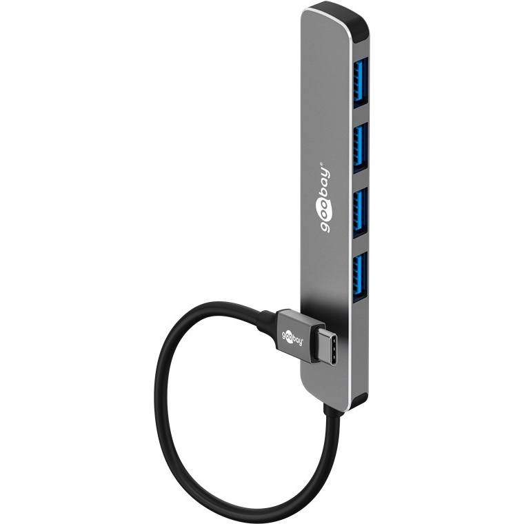 Goobay Slim 4-Port USB-Hub, USB-C™ auf USB-A, 5 Gbit/s