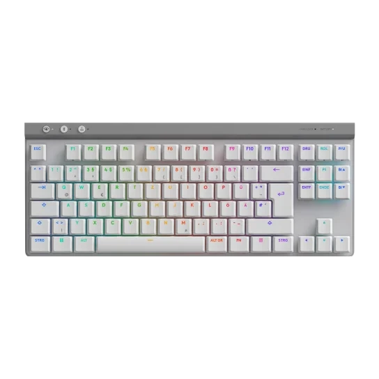 Logitech Gaming G515 LIGHTSPEED TKL Tactile Gaming Tastatur flache, kabellose Gaming Tastatur mit PBT-Tastenkappen, weiß