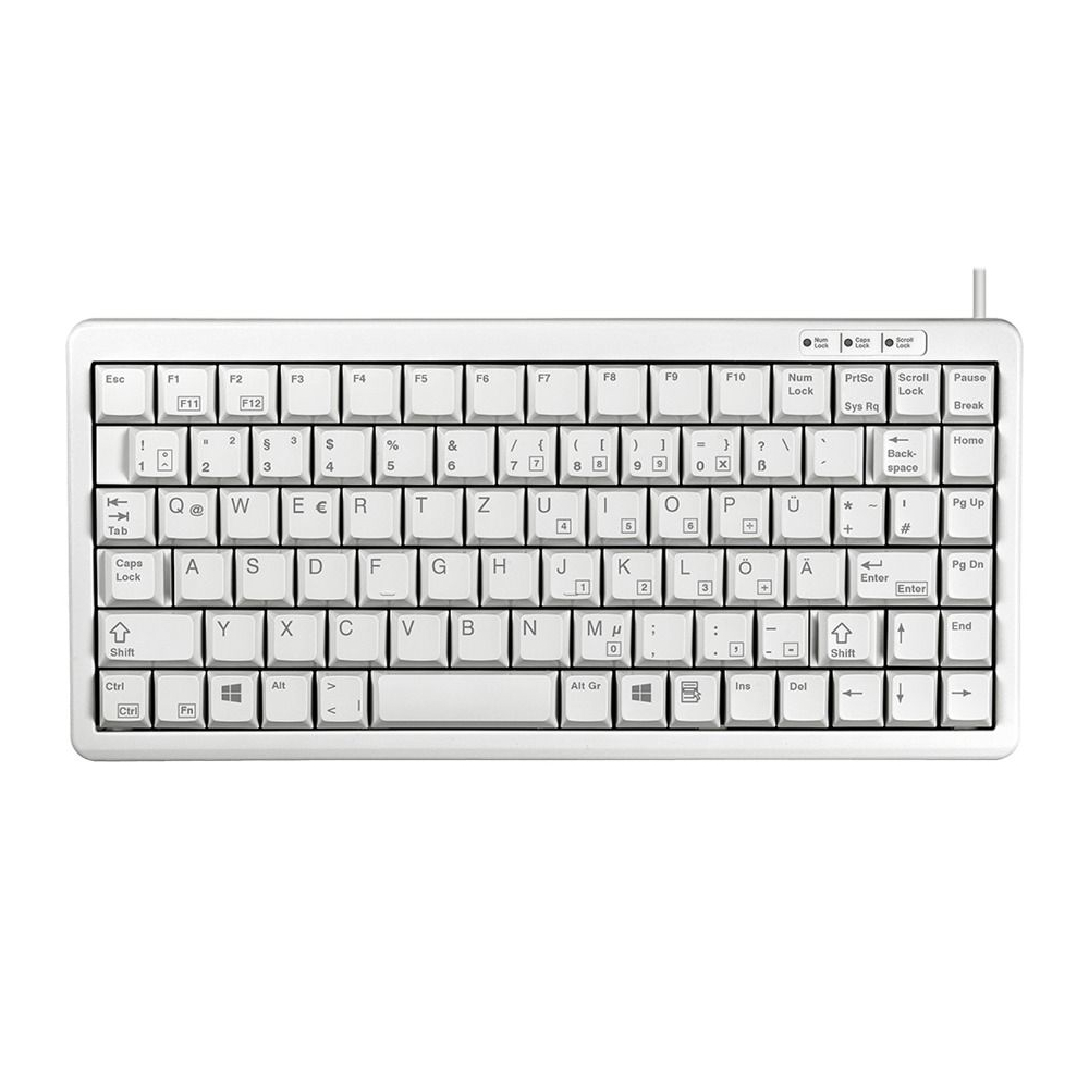CHERRY Compact Keyboard G84-4100, kabelgebunden, USB- und PS/2 (über mitgeliefertem Adapter) -Anschluss, hellgrau
