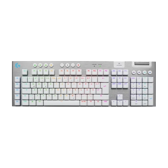 Logitech Gaming G915X Lightspeed Tactile Gaming Tastatur flache, kabellose Gaming Tastatur, weiß