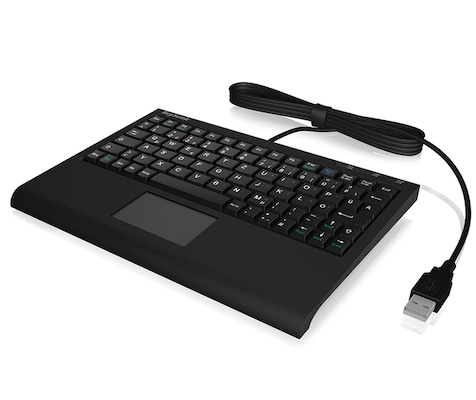 Thumbnail - KeySonic ACK-3410 USB-Tastatur (DE) Kompakt-Mini-Tastatur mit integriertem Smart-Touchpad, SoftSkin Beschichtung, Leiser...