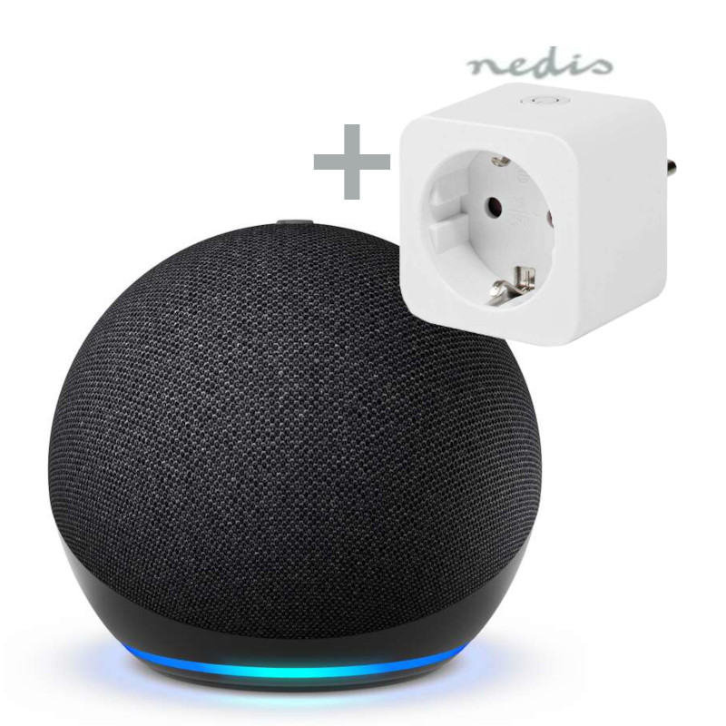 Bundle Echo Dot (5. Gen. 2022), Anthrazit + Nedis Smart Plug - Smartlife Smart Stecker, WLAN, Leistungsmesser, 3680 W, T...