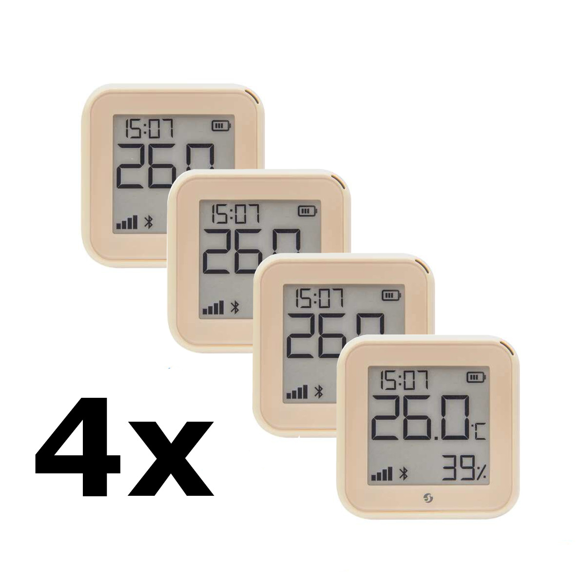 Bundle 4x Shelly H&T Gen.3 Temperatur- & Luftfeuchtigkeitssensor - Temperatur und Luftfeuchtigkeitssensor mit WLAN und Bluetooth - in der Farbe "Moch