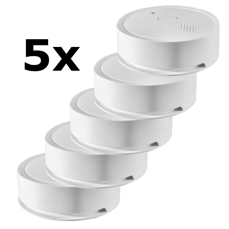 Bundle 5x Shelly Plus Smoke Rauchmelder - Smarter WLAN- und Bluetooth-Rauchmelder mit App-Benachrichtungen und akustisch...