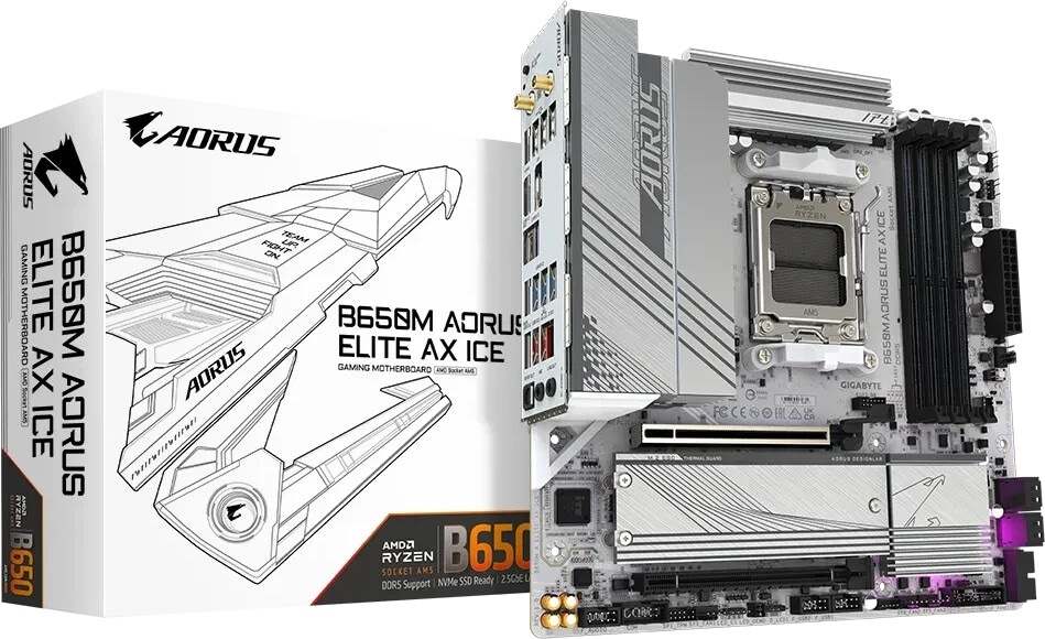 Gigabyte B650M AORUS ELITE AX ICE motherboard
