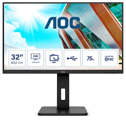 AOC U32P2 Office Monitor - 4K, Höhenverstellung, USB-Hub