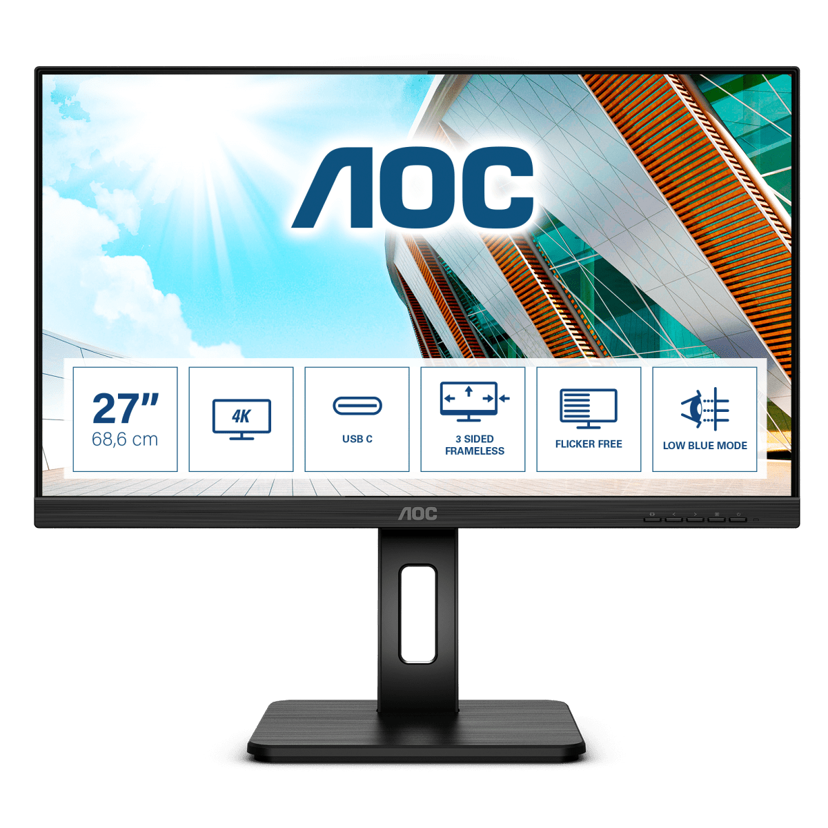 AOC U27P2CA Office Monitor - 69 cm (27") 4K UHD, Höhenverstellung