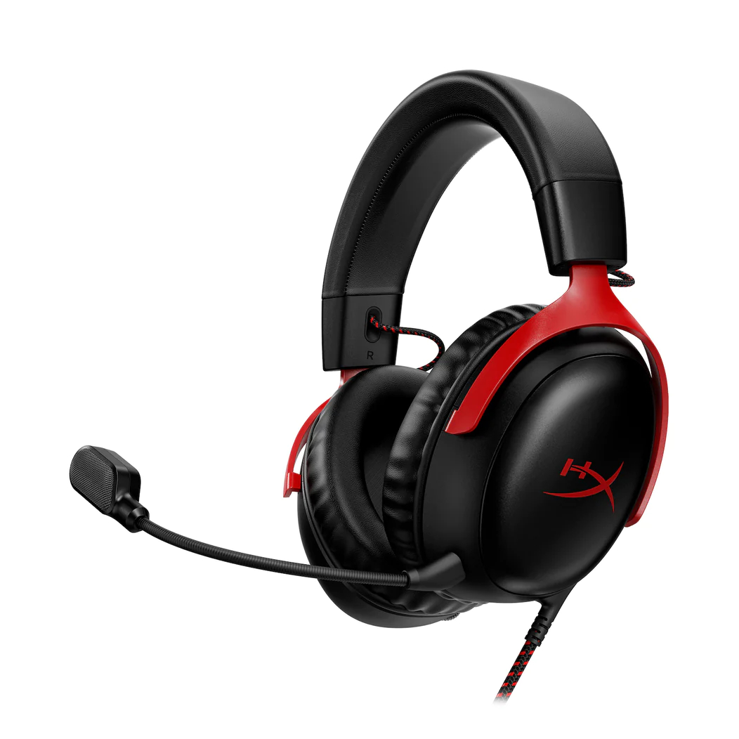HyperX Cloud III - Gaming-Kopfhörer, schwarz-rot, kabelgebunden, 3,5 mm, USB-C und USB-A, 10-mm-Mikrofon